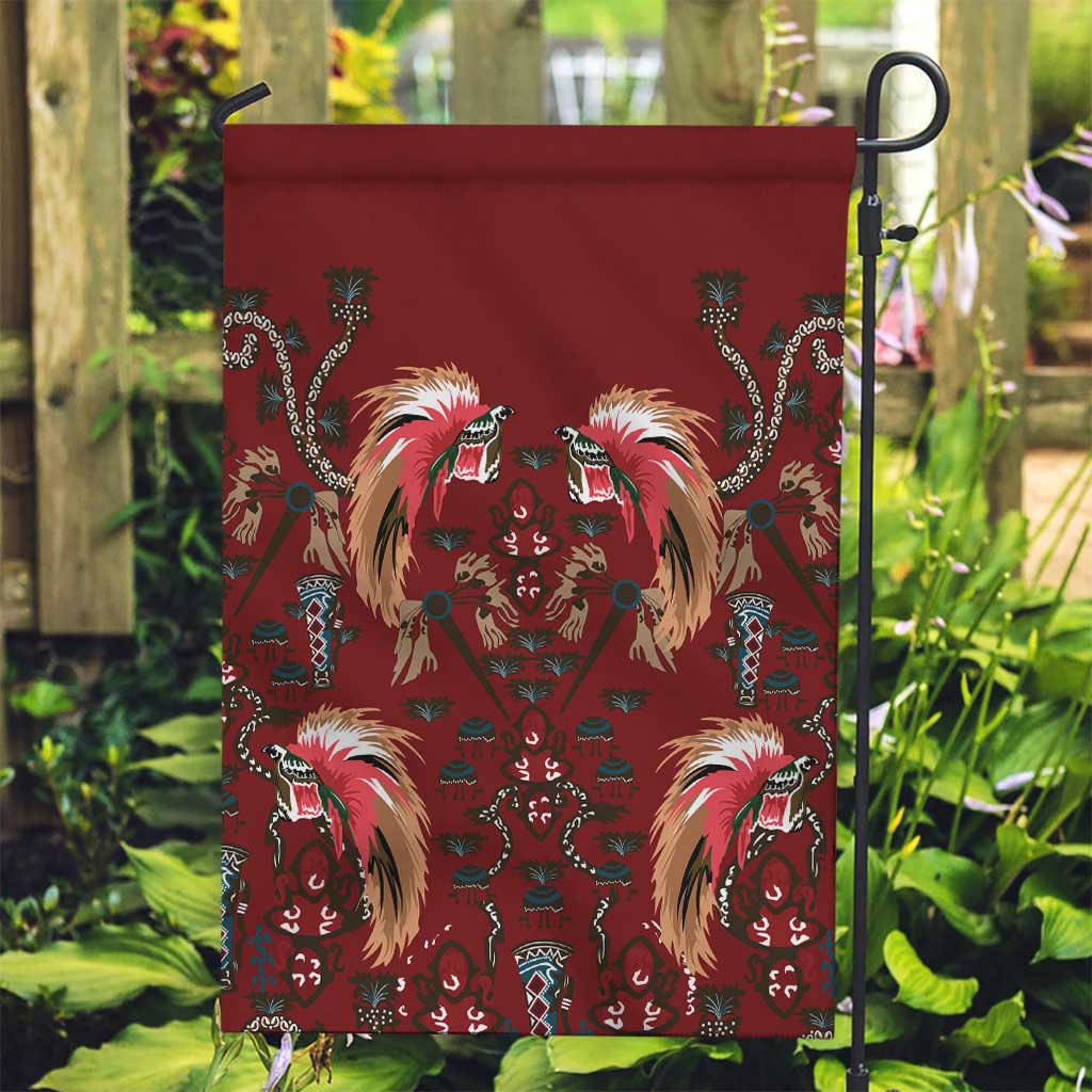 Oxblood Bird of Batik Papua Garden Flag Exotic Natural Wealth of Papua LT9 Garden Flag Red - Polynesian Pride