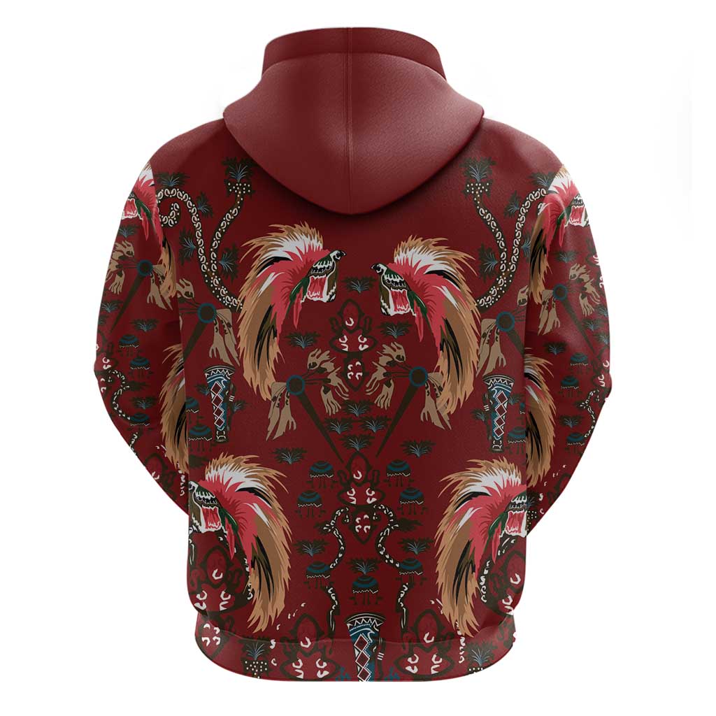 Oxblood Bird of Batik Papua Hoodie Exotic Natural Wealth of Papua - Polynesian Pride