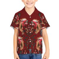Oxblood Bird of Batik Papua Kid Hawaiian Shirt Exotic Natural Wealth of Papua LT9 Kid Red - Polynesian Pride