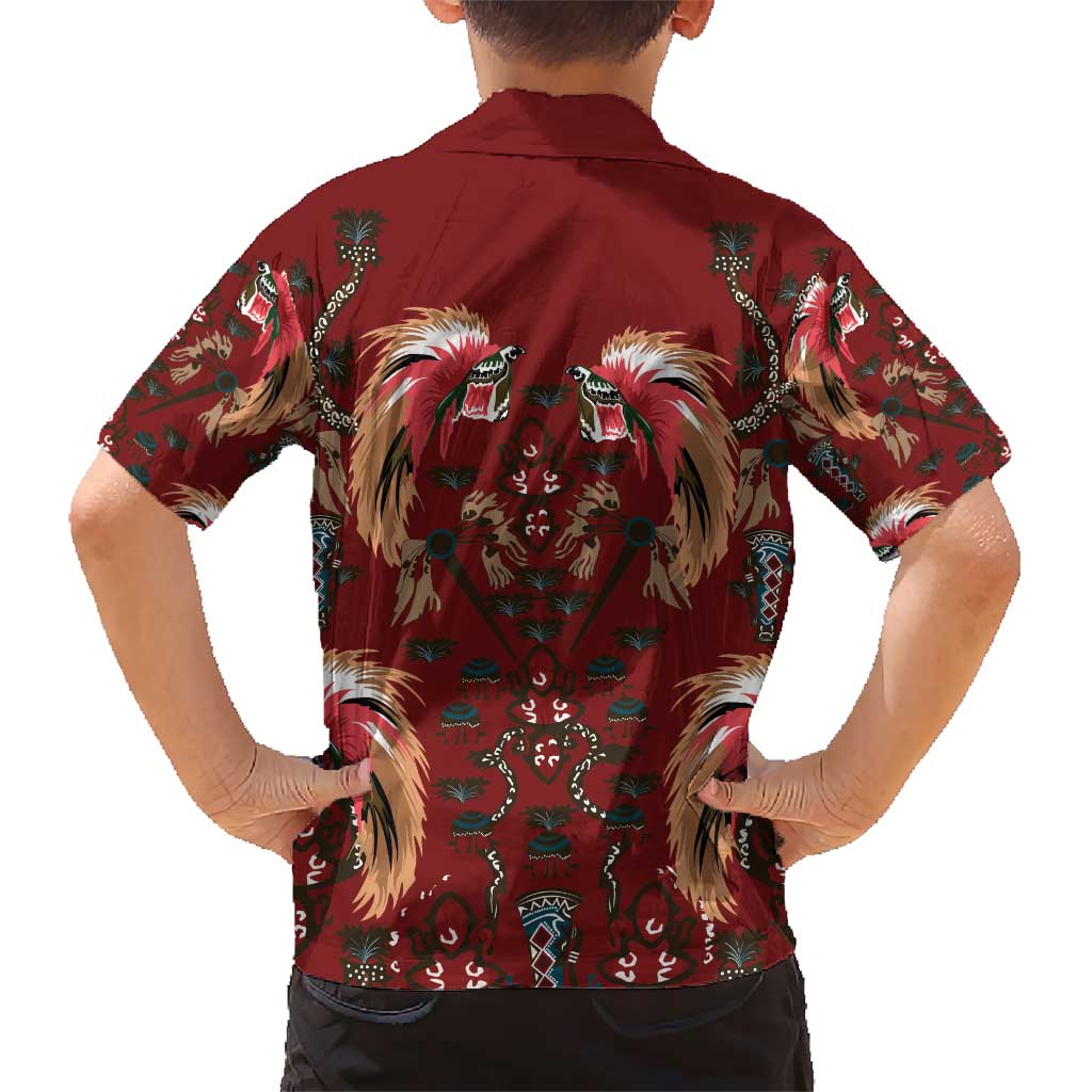 Oxblood Bird of Batik Papua Kid Hawaiian Shirt Exotic Natural Wealth of Papua LT9 - Polynesian Pride