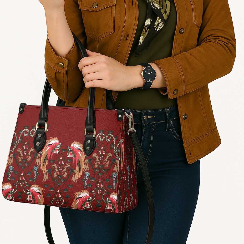 Oxblood Bird of Batik Papua Leather Bag Exotic Natural Wealth of Papua - Polynesian Pride