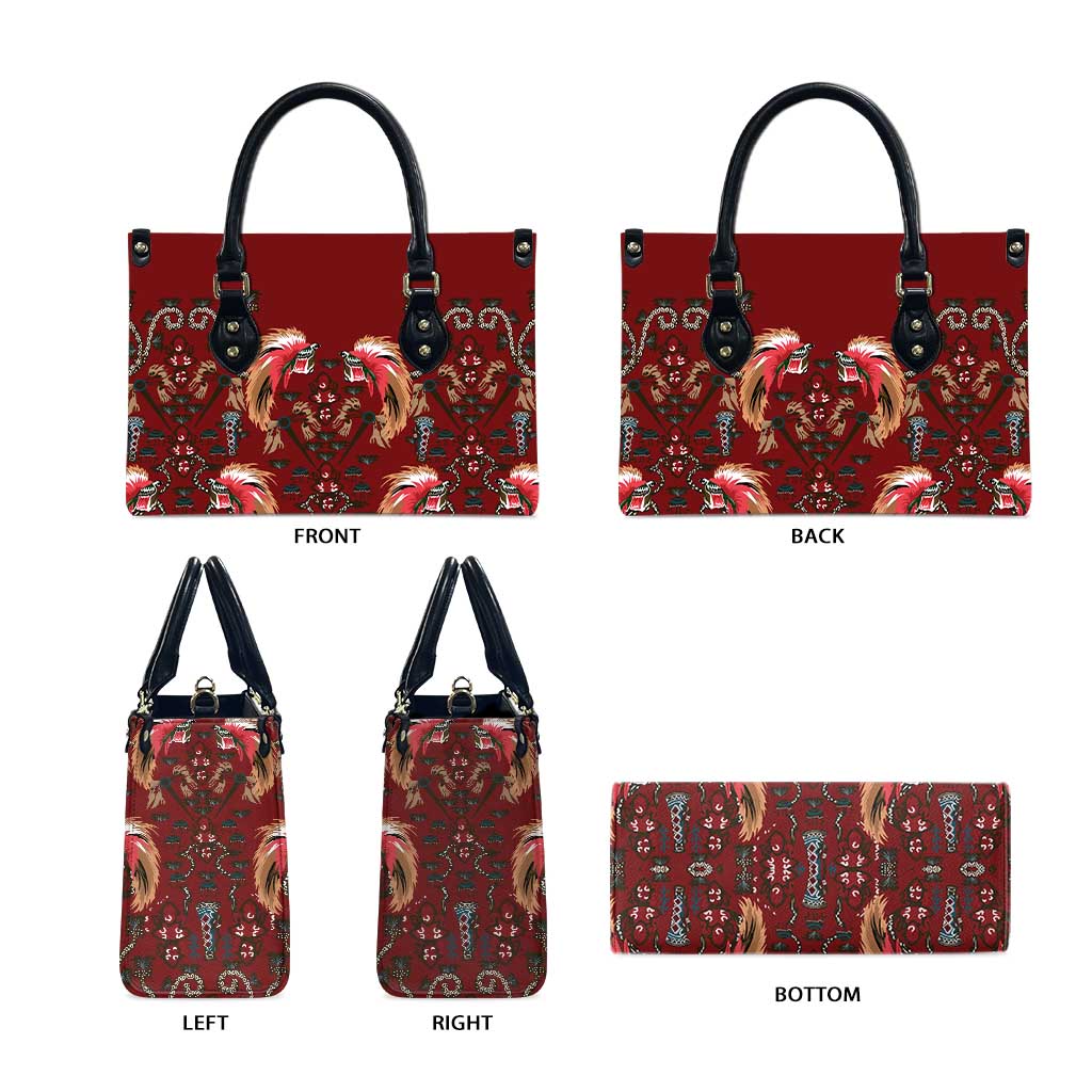 Oxblood Bird of Batik Papua Leather Bag Exotic Natural Wealth of Papua - Polynesian Pride