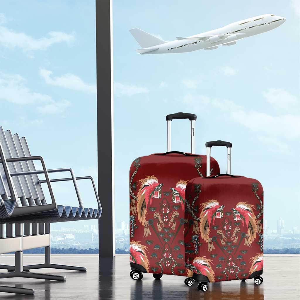 Oxblood Bird of Batik Papua Luggage Cover Exotic Natural Wealth of Papua LT9 - Polynesian Pride