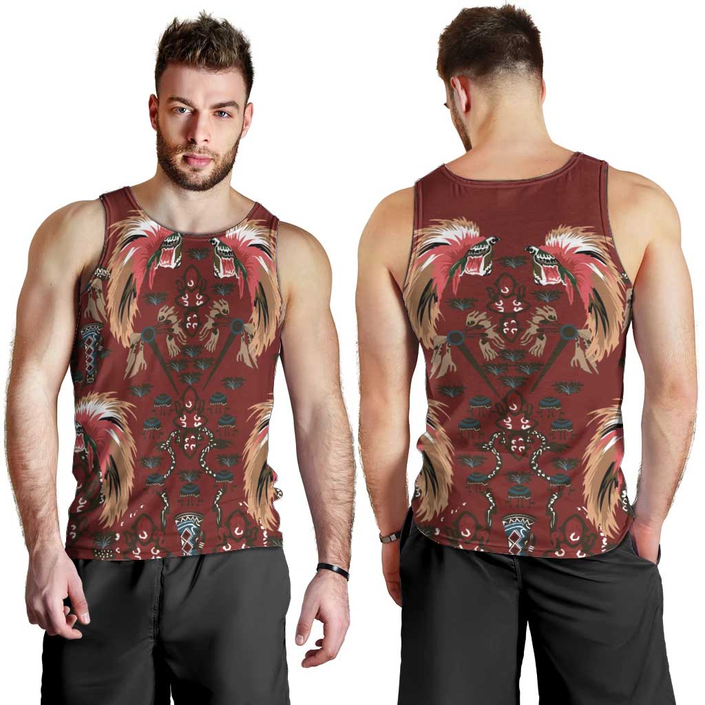 Oxblood Bird of Batik Papua Men Tank Top Exotic Natural Wealth of Papua LT9 - Polynesian Pride
