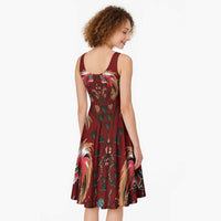 Oxblood Bird of Batik Papua Midi Dress Exotic Natural Wealth of Papua LT9 - Polynesian Pride