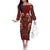 Oxblood Bird of Batik Papua Off The Shoulder Long Sleeve Dress Exotic Natural Wealth of Papua - Polynesian Pride