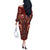 Oxblood Bird of Batik Papua Off The Shoulder Long Sleeve Dress Exotic Natural Wealth of Papua - Polynesian Pride