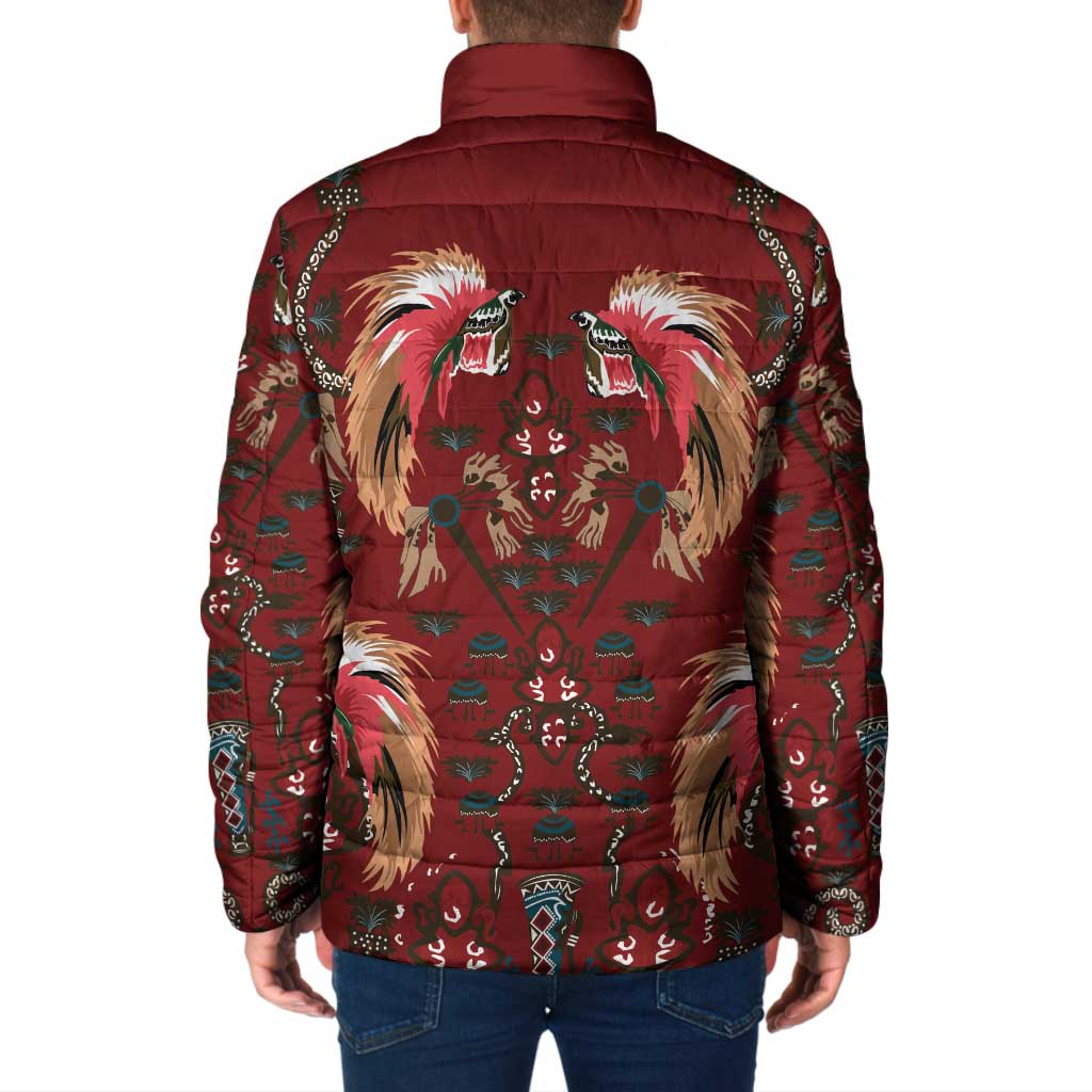 Oxblood Bird of Batik Papua Padded Jacket Exotic Natural Wealth of Papua - Polynesian Pride