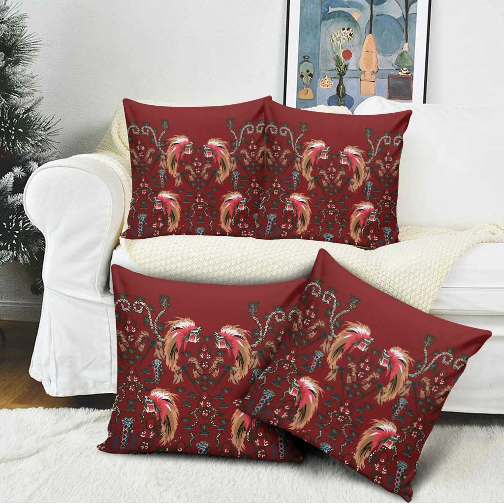 Oxblood Bird of Batik Papua Pillow Cover Exotic Natural Wealth of Papua - Polynesian Pride