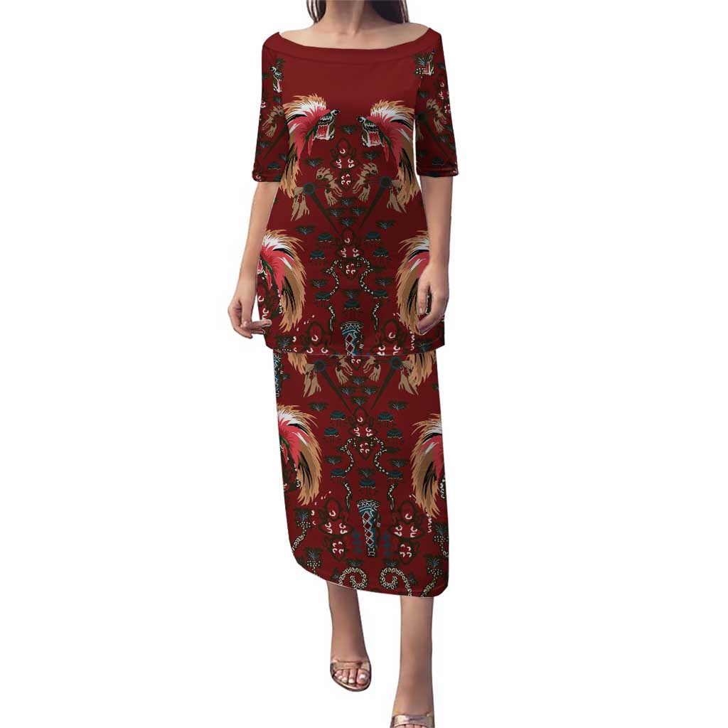 Oxblood Bird of Batik Papua Puletasi Exotic Natural Wealth of Papua - Polynesian Pride