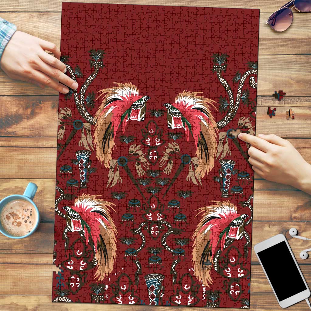 Oxblood Bird of Batik Papua Puzzle Exotic Natural Wealth of Papua - Polynesian Pride