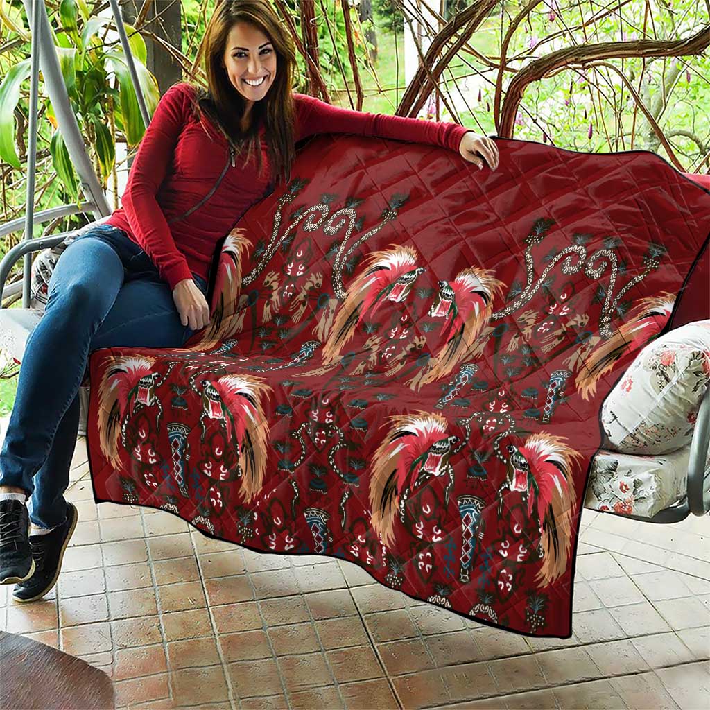 Oxblood Bird of Batik Papua Quilt Exotic Natural Wealth of Papua - Polynesian Pride