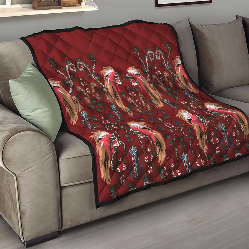 Oxblood Bird of Batik Papua Quilt Exotic Natural Wealth of Papua - Polynesian Pride