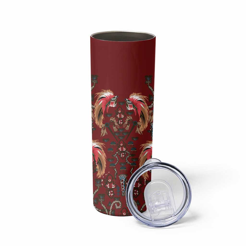 Oxblood Bird of Batik Papua Skinny Tumbler Exotic Natural Wealth of Papua LT9 - Polynesian Pride