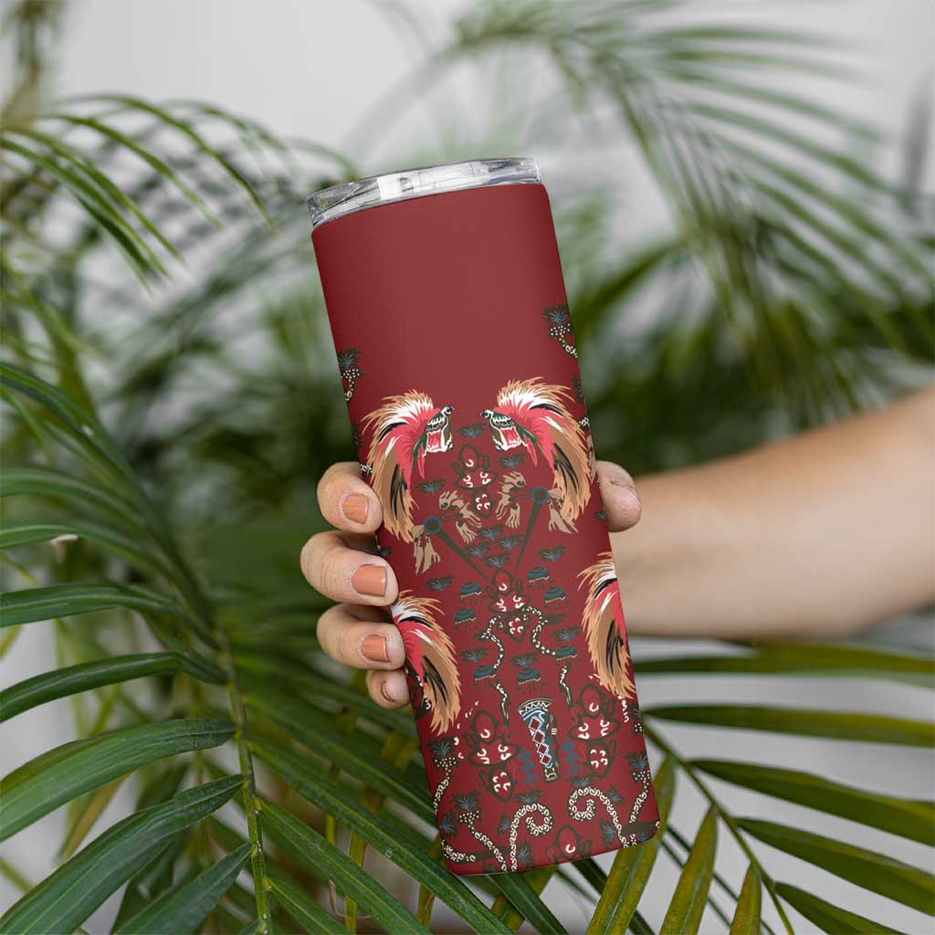 Oxblood Bird of Batik Papua Skinny Tumbler Exotic Natural Wealth of Papua LT9 - Polynesian Pride