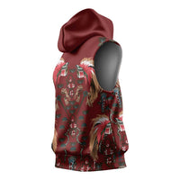 Oxblood Bird of Batik Papua Sleeveless Hoodie Exotic Natural Wealth of Papua LT9 - Polynesian Pride