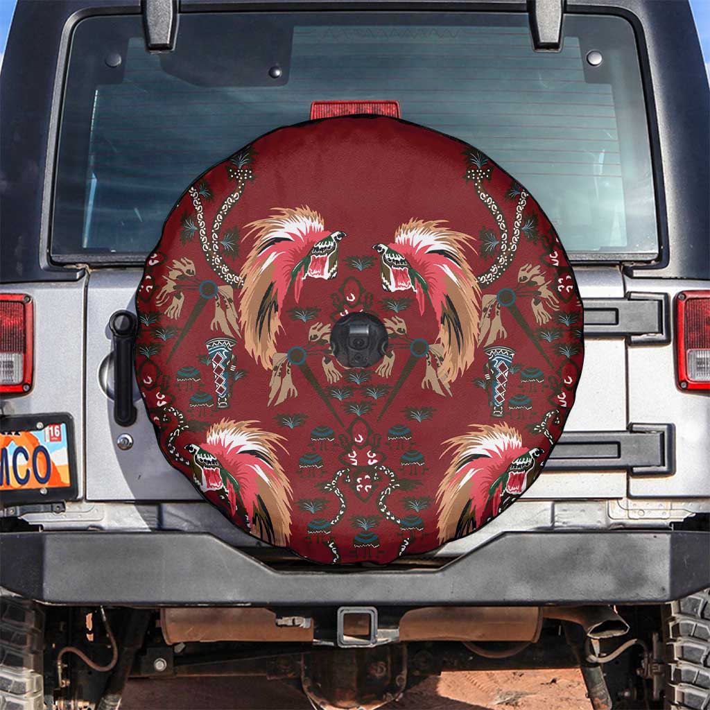 Oxblood Bird of Batik Papua Spare Tire Cover Exotic Natural Wealth of Papua LT9 Red - Polynesian Pride