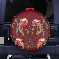 Oxblood Bird of Batik Papua Spare Tire Cover Exotic Natural Wealth of Papua LT9 No hole Red - Polynesian Pride