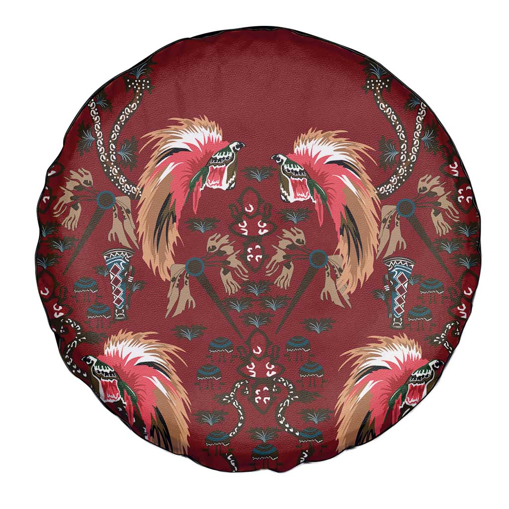Oxblood Bird of Batik Papua Spare Tire Cover Exotic Natural Wealth of Papua LT9 - Polynesian Pride