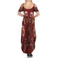 Oxblood Bird of Batik Papua Summer Maxi Dress Exotic Natural Wealth of Papua LT9 - Polynesian Pride
