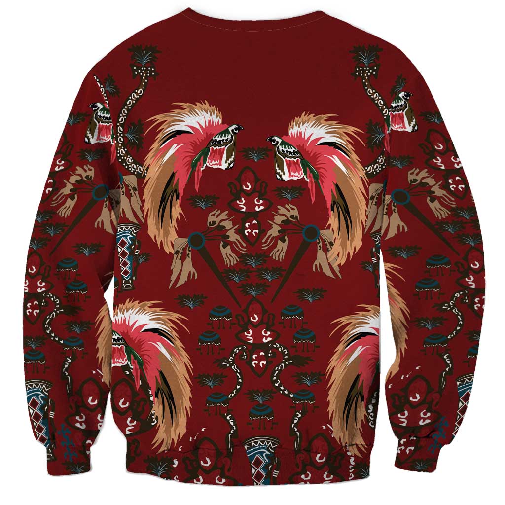 Oxblood Bird of Batik Papua Sweatshirt Exotic Natural Wealth of Papua - Polynesian Pride