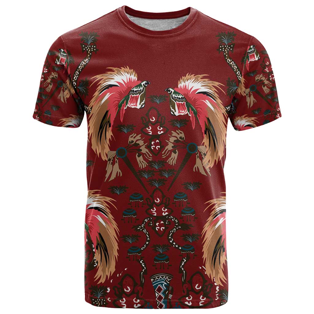 Oxblood Bird of Batik Papua T Shirt Exotic Natural Wealth of Papua LT9 Red - Polynesian Pride