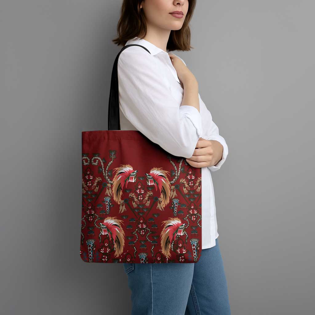 Oxblood Bird of Batik Papua Tote Bag Exotic Natural Wealth of Papua LT9 - Polynesian Pride