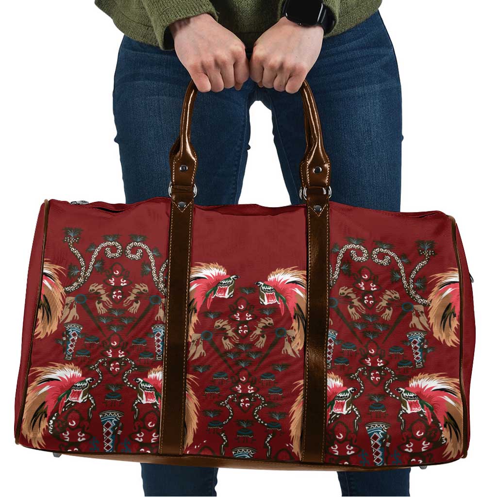 Oxblood Bird of Batik Papua Travel Bag Exotic Natural Wealth of Papua LT9 Red - Polynesian Pride