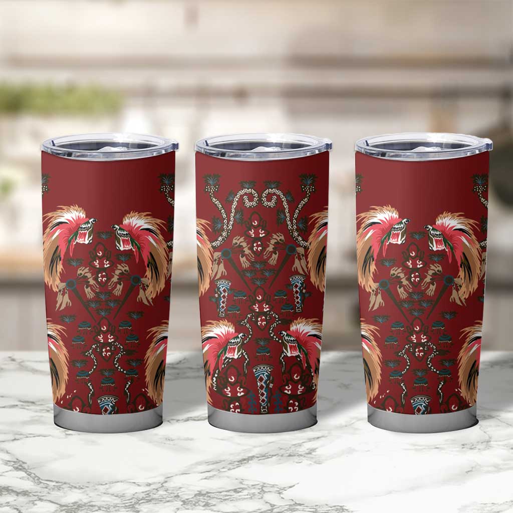 Oxblood Bird of Batik Papua Tumbler Cup Exotic Natural Wealth of Papua LT9 - Polynesian Pride