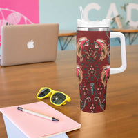 Oxblood Bird of Batik Papua Tumbler With Handle Exotic Natural Wealth of Papua LT9 - Polynesian Pride