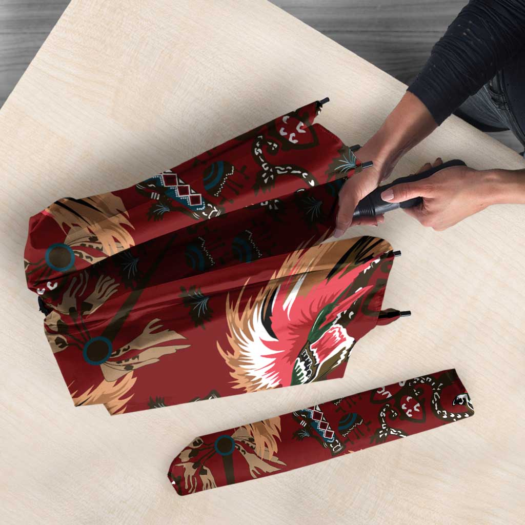 Oxblood Bird of Batik Papua Umbrella Exotic Natural Wealth of Papua - Polynesian Pride