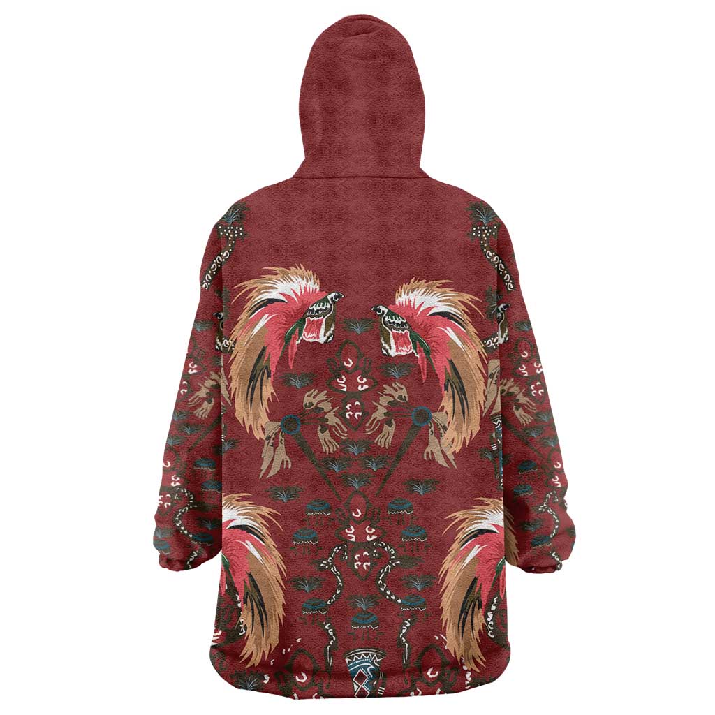 Oxblood Bird of Batik Papua Wearable Blanket Hoodie Exotic Natural Wealth of Papua LT9 - Polynesian Pride