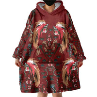 Oxblood Bird of Batik Papua Wearable Blanket Hoodie Exotic Natural Wealth of Papua LT9 - Polynesian Pride
