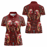 Oxblood Bird of Batik Papua Women Polo Shirt Exotic Natural Wealth of Papua LT9 - Polynesian Pride