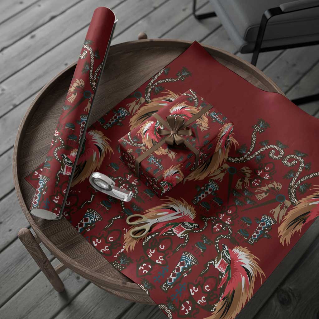 Oxblood Bird of Batik Papua Wrapping Paper Exotic Natural Wealth of Papua - Polynesian Pride