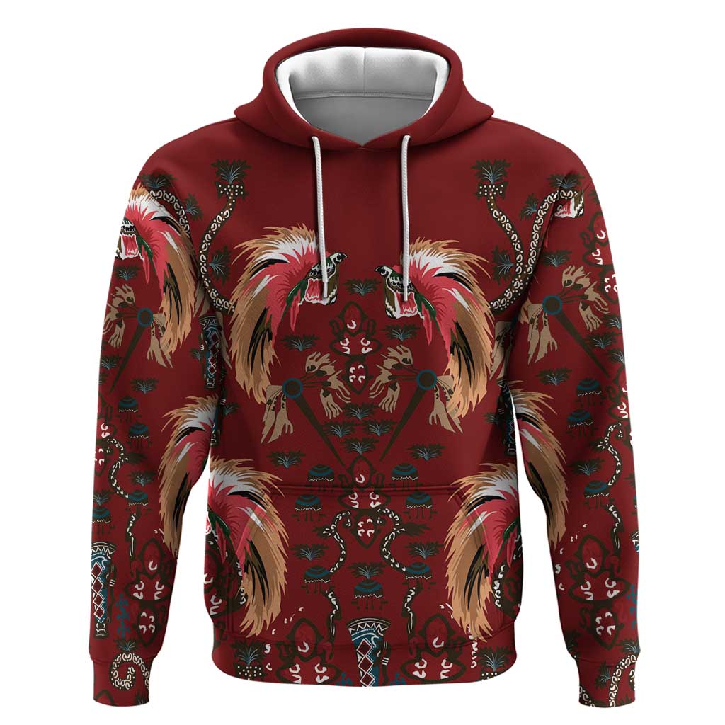 Oxblood Bird of Batik Papua Zip Hoodie Exotic Natural Wealth of Papua LT9 Pullover Hoodie Red - Polynesian Pride