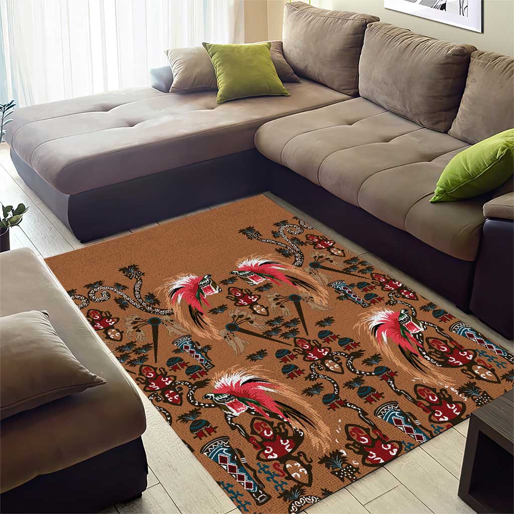 Terracotta Bird of Batik Papua Area Rug Exotic Natural Wealth of Papua - Polynesian Pride