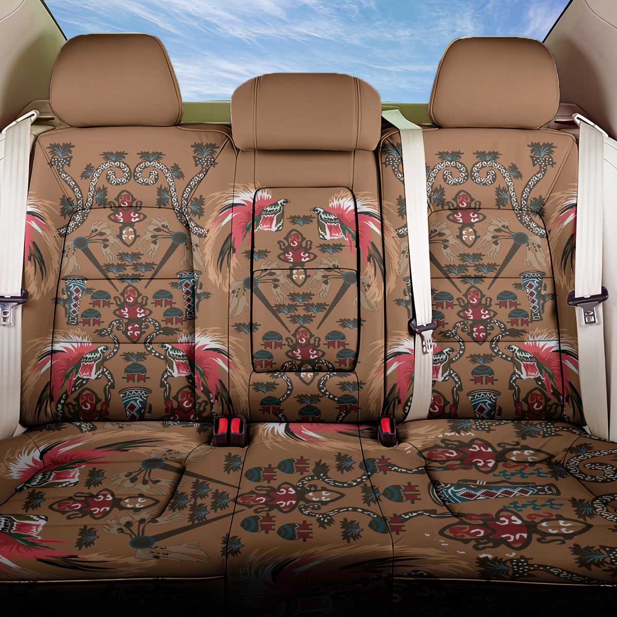 Terracotta Bird of Batik Papua Back Car Seat Cover Exotic Natural Wealth of Papua LT9 One Size Gold - Polynesian Pride