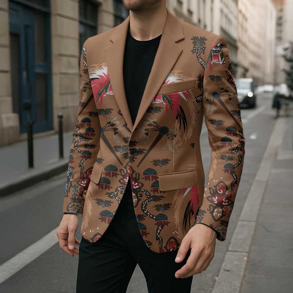 Terracotta Bird of Batik Papua Blazer Exotic Natural Wealth of Papua - Polynesian Pride