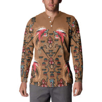 Terracotta Bird of Batik Papua Button Sweatshirt Exotic Natural Wealth of Papua - Polynesian Pride