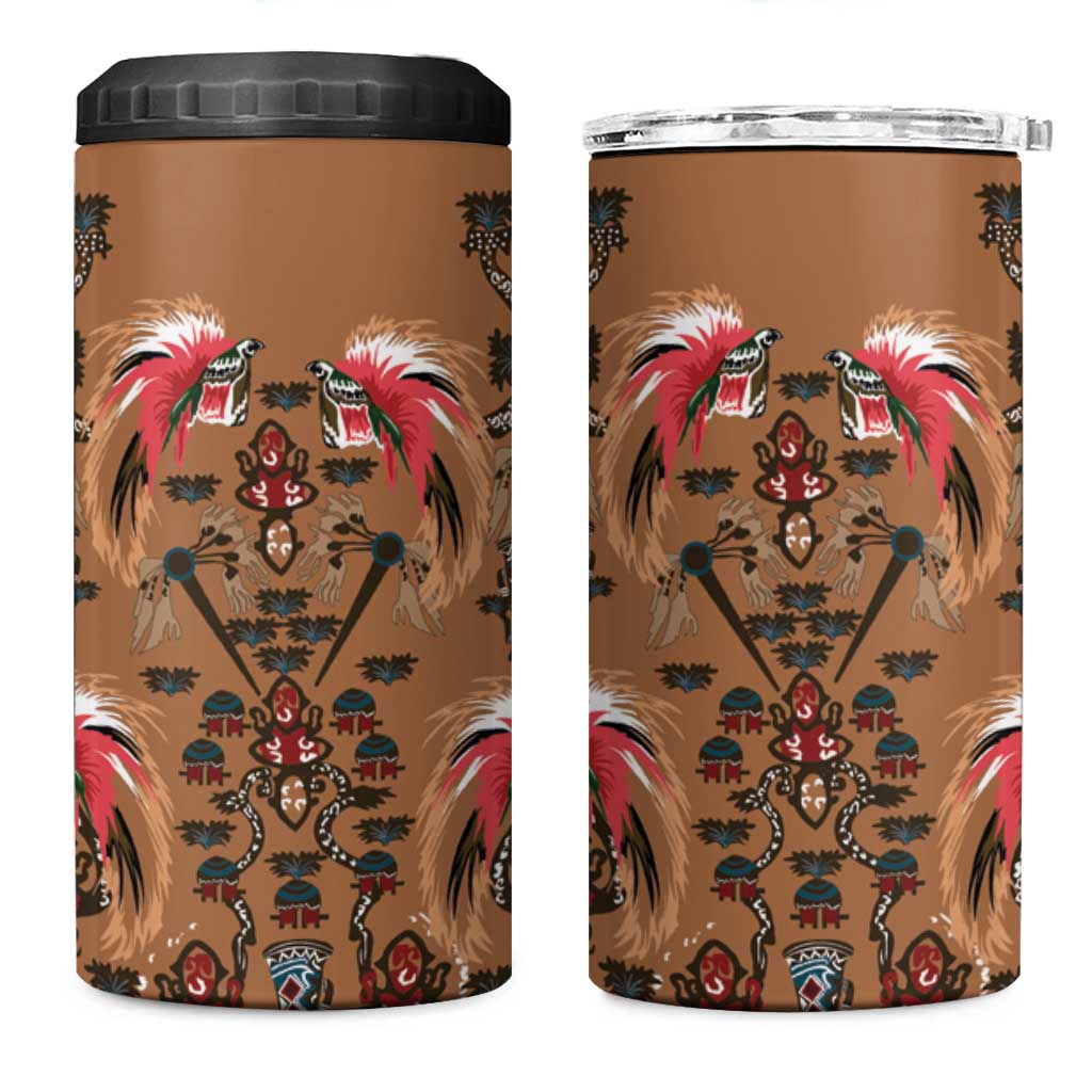 Terracotta Bird of Batik Papua 4 in 1 Can Cooler Tumbler Exotic Natural Wealth of Papua LT9 One Size: 16 oz Gold - Polynesian Pride