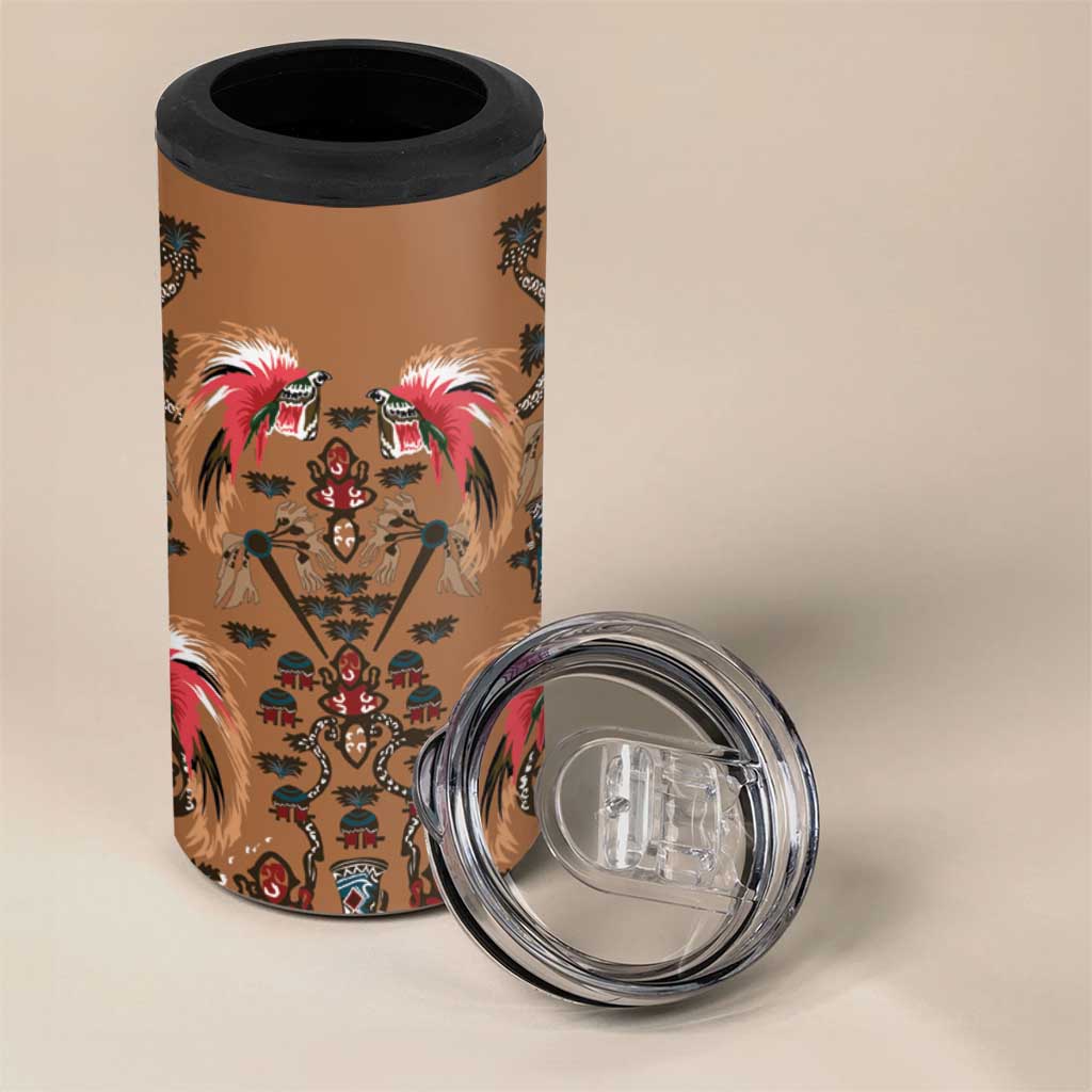 Terracotta Bird of Batik Papua 4 in 1 Can Cooler Tumbler Exotic Natural Wealth of Papua LT9 - Polynesian Pride