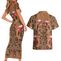 Terracotta Bird of Batik Papua Couples Matching Short Sleeve Bodycon Dress and Hawaiian Shirt Exotic Natural Wealth of Papua LT9 - Polynesian Pride
