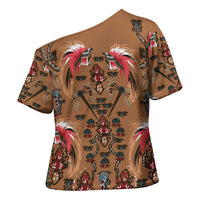 Terracotta Bird of Batik Papua Cross Shoulder Shirt Exotic Natural Wealth of Papua LT9 - Polynesian Pride