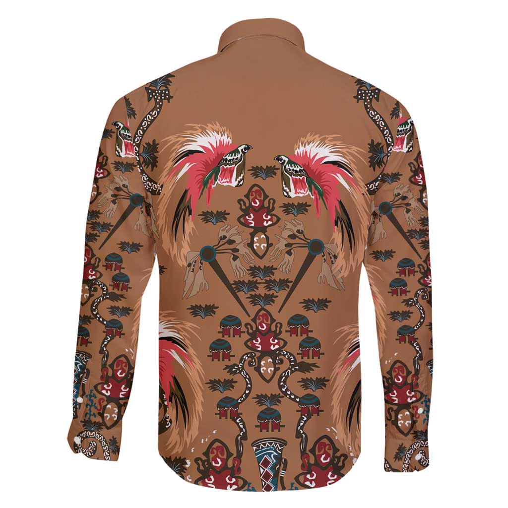 Terracotta Bird of Batik Papua Family Matching Long Sleeve Bodycon Dress and Hawaiian Shirt Exotic Natural Wealth of Papua LT9 - Polynesian Pride