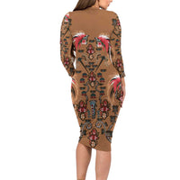 Terracotta Bird of Batik Papua Family Matching Long Sleeve Bodycon Dress and Hawaiian Shirt Exotic Natural Wealth of Papua LT9 - Polynesian Pride
