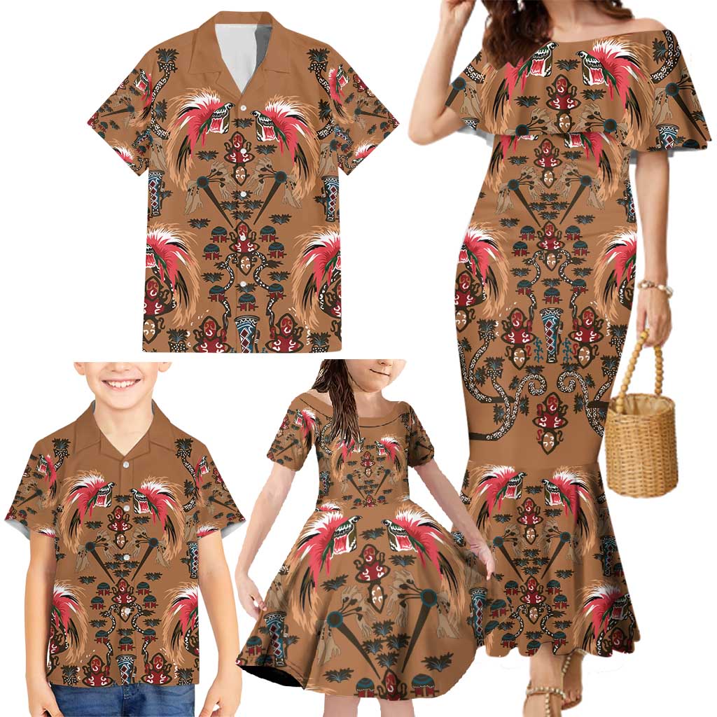 Terracotta Bird of Batik Papua Family Matching Mermaid Dress and Hawaiian Shirt Exotic Natural Wealth of Papua LT9 - Polynesian Pride