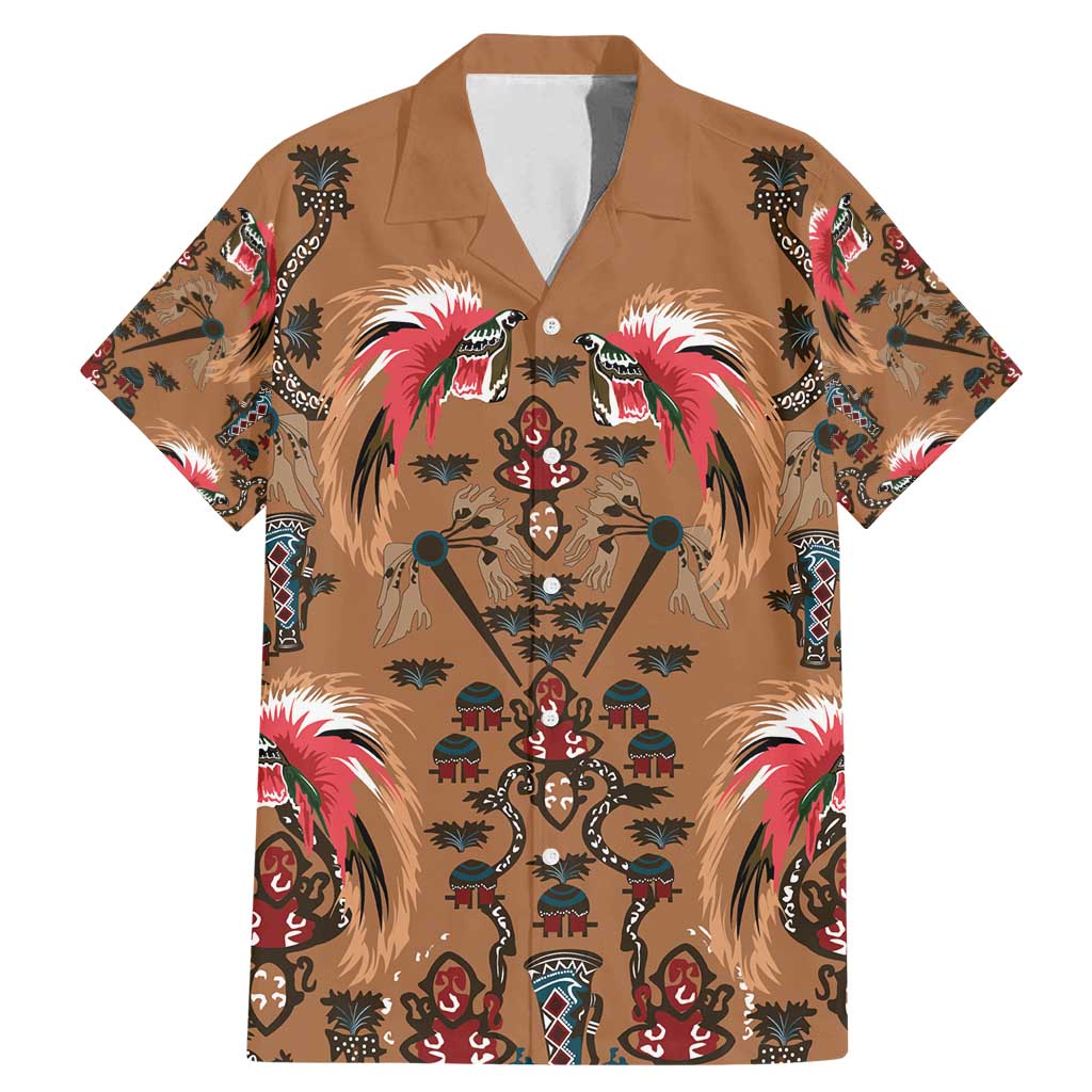 Terracotta Bird of Batik Papua Family Matching Mermaid Dress and Hawaiian Shirt Exotic Natural Wealth of Papua LT9 Dad's Shirt - Short Sleeve Gold - Polynesian Pride