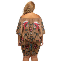 Terracotta Bird of Batik Papua Family Matching Off Shoulder Short Dress and Hawaiian Shirt Exotic Natural Wealth of Papua LT9 - Polynesian Pride