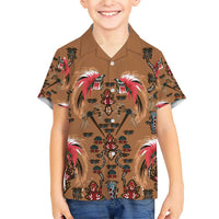 Terracotta Bird of Batik Papua Family Matching Short Sleeve Bodycon Dress and Hawaiian Shirt Exotic Natural Wealth of Papua LT9 Son's Shirt Gold - Polynesian Pride